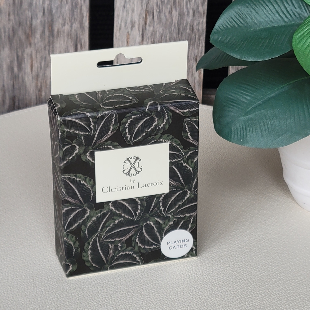 Christian Lacroix Black and Green Leaf Playing Cards Sealed by GALISON